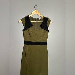 Army green short sleeve dress.